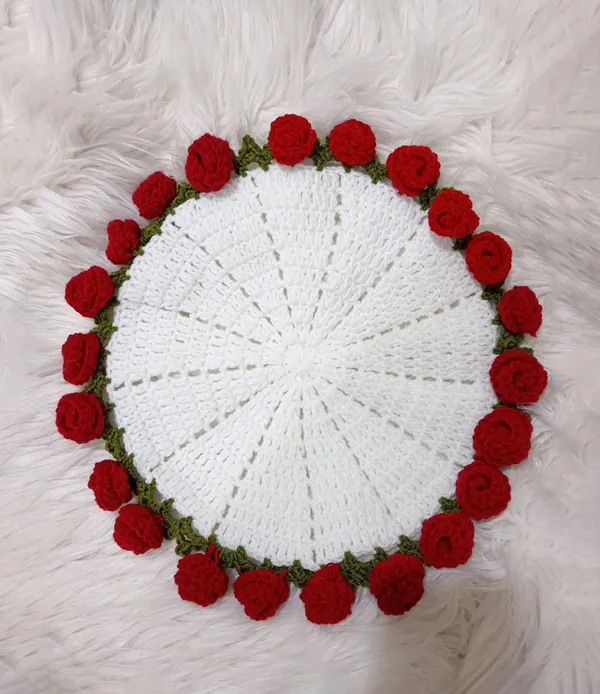 White_With_Red_Rose_Handmade_Premium_Quality_Crochet_Blanket_And_Bouquet(Rose)