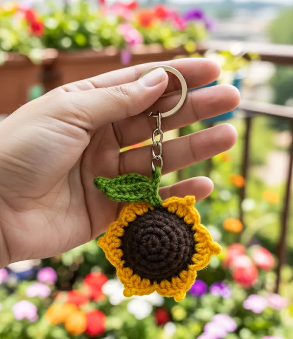 Yellow_Woolen_Handmade_Premium_Quality_Sunflower_Keychain