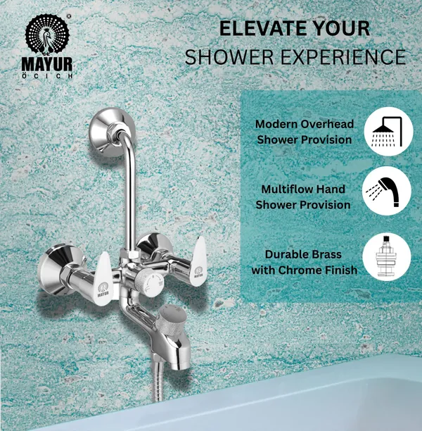 MAYUR_ÖCICH_Brass_3-In-1_Wall_Mixer_Tap_For_Bathroom_With_Overhead_&_Hand_Shower_Arrangement_|_Chrome_Finish_|_Hot_&_Cold_Water_Mixer_|_10-Year_Warranty