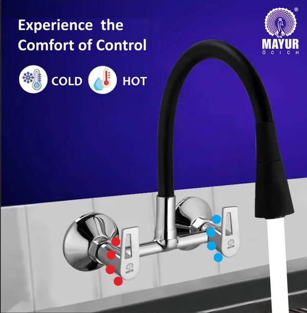 MAYUR_ÖCICH_Brass_Kitchen_Sink_Mixer_Tap_With_Flexible_Dual_Flow_Spout_|_Hot_&_Cold_Wall_Mounted_Faucet_With_360_Swivel_&_Twist_Function_|_Chrome_Finish,_Dual_Handle,_10-Year_Warranty