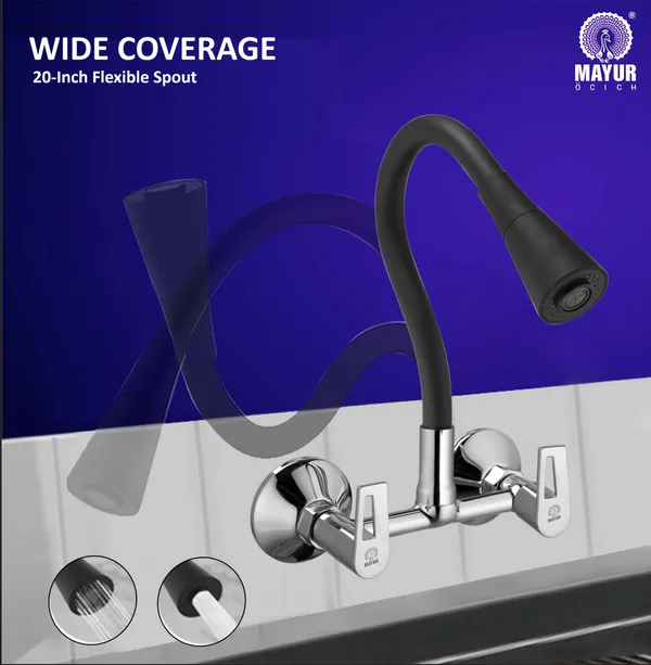 MAYUR_ÖCICH_Brass_Kitchen_Sink_Mixer_Tap_With_Flexible_Dual_Flow_Spout_|_Hot_&_Cold_Wall_Mounted_Faucet_With_360_Swivel_&_Twist_Function_|_Chrome_Finish,_Dual_Handle,_10-Year_Warranty