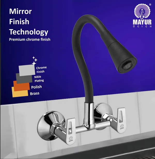 MAYUR_ÖCICH_Brass_Kitchen_Sink_Mixer_Tap_With_Flexible_Dual_Flow_Spout_|_Hot_&_Cold_Wall_Mounted_Faucet_With_360_Swivel_&_Twist_Function_|_Chrome_Finish,_Dual_Handle,_10-Year_Warranty