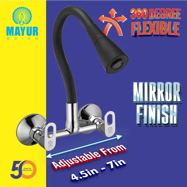 MAYUR_ÖCICH_Brass_Kitchen_Sink_Mixer_Tap_With_Flexible_Dual_Flow_Spout_|_Hot_&_Cold_Wall_Mounted_Faucet_With_360_Swivel_&_Twist_Function_|_Chrome_Finish,_Dual_Handle,_10-Year_Warranty