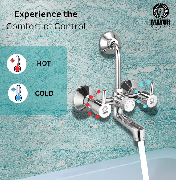 MAYUR_ÖCICH_Brass_Wall_Mixer_Tap_For_Bathroom_With_Overhead_Shower_Arrangement_|_Chrome_Finish,_Hot_&_Cold_Water_Mixer,_10-Year_Warranty