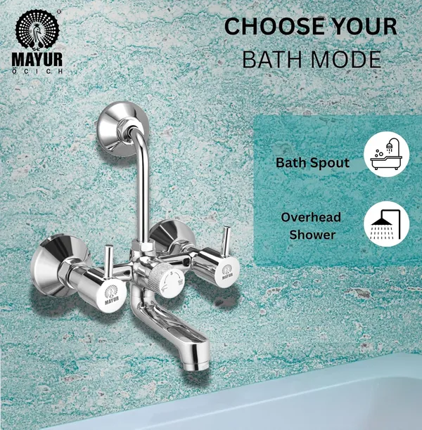 MAYUR_ÖCICH_Brass_Wall_Mixer_Tap_For_Bathroom_With_Overhead_Shower_Arrangement_|_Chrome_Finish,_Hot_&_Cold_Water_Mixer,_10-Year_Warranty