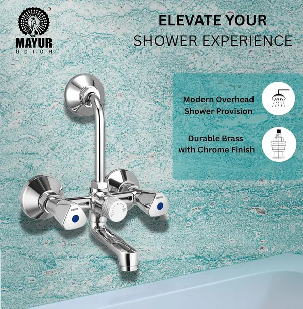 MAYUR_ÖCICH_Brass_Wall_Mixer_Tap_For_Bathroom_With_Overhead_Shower_Arrangement_|_Chrome_Finish,_Hot_&_Cold_Water_Mixer,_10-Year_Warranty