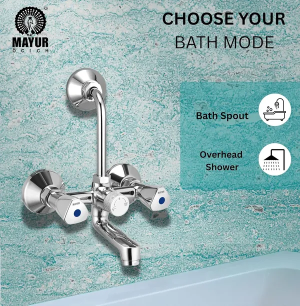 MAYUR_ÖCICH_Brass_Wall_Mixer_Tap_For_Bathroom_With_Overhead_Shower_Arrangement_|_Chrome_Finish,_Hot_&_Cold_Water_Mixer,_10-Year_Warranty