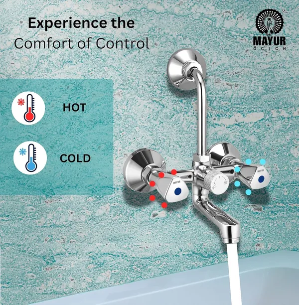 MAYUR_ÖCICH_Brass_Wall_Mixer_Tap_For_Bathroom_With_Overhead_Shower_Arrangement_|_Chrome_Finish,_Hot_&_Cold_Water_Mixer,_10-Year_Warranty