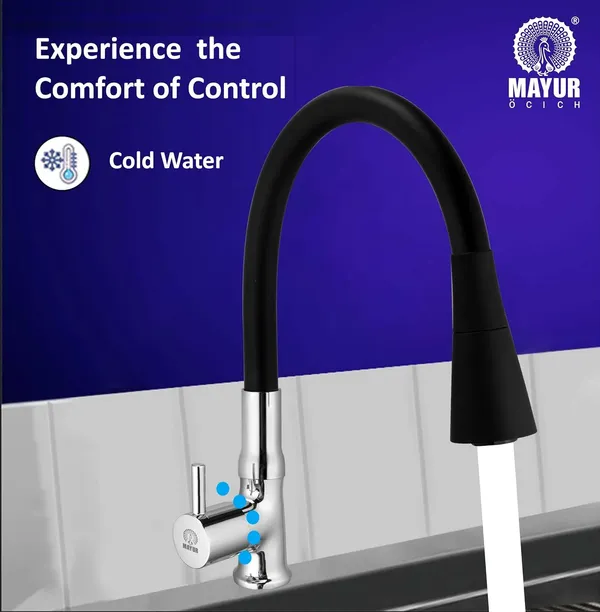 MAYUR_ÖCICH_Brass_Swan_Neck_Kitchen_Sink_Tap_With_Flexible_Dual_Flow_Spout_|_360_Swivel_|_Cold_Water_Faucet_With_Silicone_Spout_|_Chrome_Finish_|_Premium_Brass_Build_|_10-Year_Warranty_(Flare)