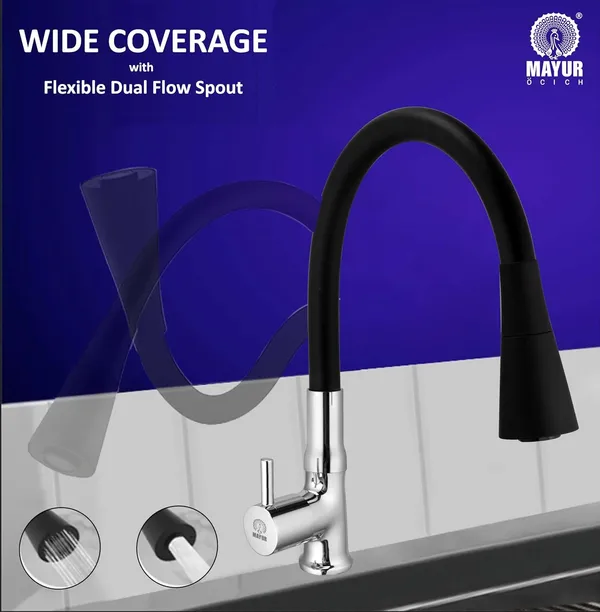 MAYUR_ÖCICH_Brass_Swan_Neck_Kitchen_Sink_Tap_With_Flexible_Dual_Flow_Spout_|_360_Swivel_|_Cold_Water_Faucet_With_Silicone_Spout_|_Chrome_Finish_|_Premium_Brass_Build_|_10-Year_Warranty_(Flare)