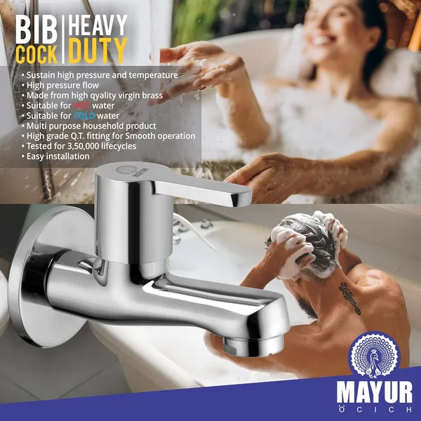 Silver_Brass_Short_Body_Bib_Tap_With_Wall_Flange_For_Bathroom_And_Kitchen_(Fusion-2202)_10_Year_Warranty