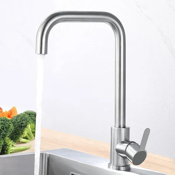 MAYUR_ÖCICH_Ss_304_Kitchen_Faucet_Single_Lever_Brass_Sink_Tap_For_Bathroom_Washbasin_Tap_(704-Matteblack-Deck)_-_10_Year_Warranty_(Chrome)