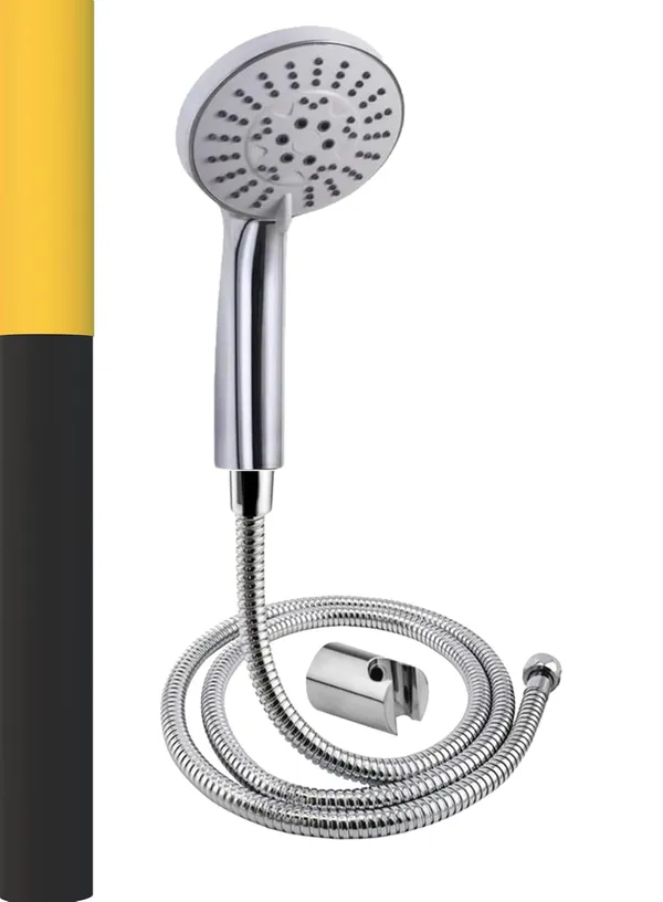 Silver_Abs_Multi_Function_3_Mode_Bathroom_Hand_Shower_Set_With_Mist,Massage_&_Rain_Functions_With_Steel_Flexible_Tube_Pipe_1.5_Meters_&_Hook,_Chome_Finish(Hs-555-Gstem-4In)