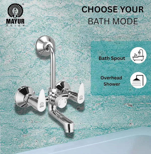 MAYUR_ÖCICH_Brass_Wall_Mixer_Tap_For_Bathroom_With_Overhead_Shower_Arrangement_|_Chrome_Finish,_Hot_&_Cold_Water_Mixer,_10-Year_Warranty