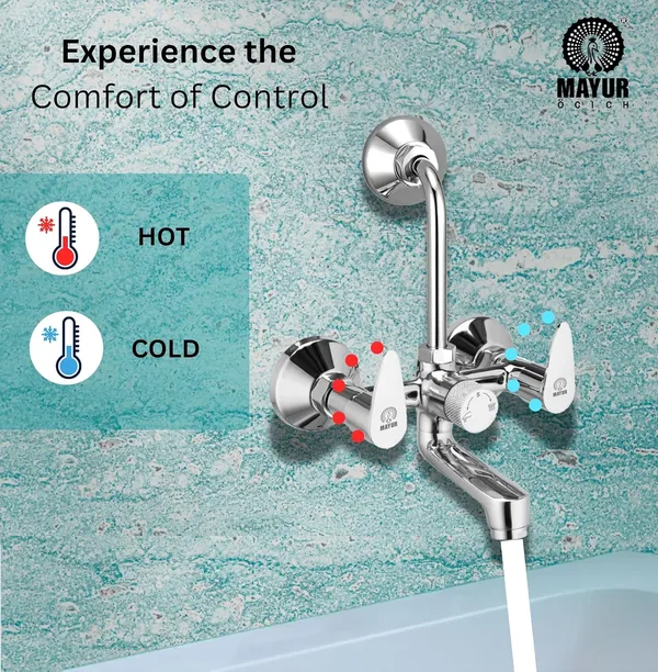 MAYUR_ÖCICH_Brass_Wall_Mixer_Tap_For_Bathroom_With_Overhead_Shower_Arrangement_|_Chrome_Finish,_Hot_&_Cold_Water_Mixer,_10-Year_Warranty