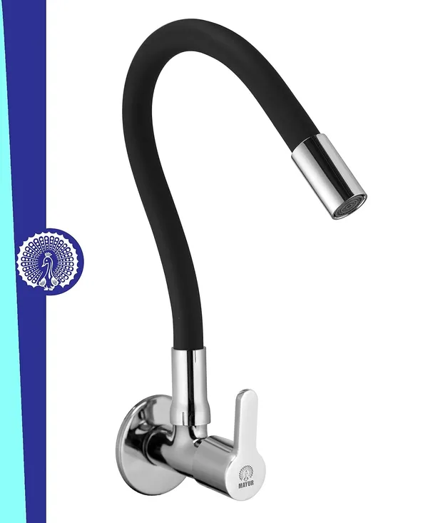 MAYUR_ÖCICH_Brass_Kitchen_Tap_For_Sink_|_Flexible_Swivel_Spout_|_Chrome_&_Matte_Black_|_Cold_Water_Sink_Cock_|_Premium_Brass_+_Silicone_|_10_Years_Warranty_(FUSION-2501-Sf)