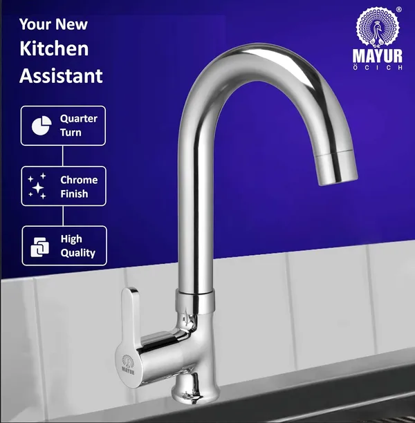 MAYUR_ÖCICH_Brass_Swan_Neck_Kitchen_Sink_Tap_With_360_Swivel_Spout_|_Chrome_Finish_|_Cold_Water_Faucet_|_10-Year_Warranty