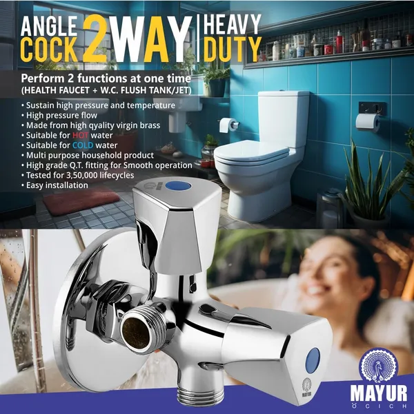 Silver_Brass_2_Way_Angle_Valve_Cock_With_Wall_Flange_For_Bathroom/Kitchen_(Tri)_10_Years_Warranty