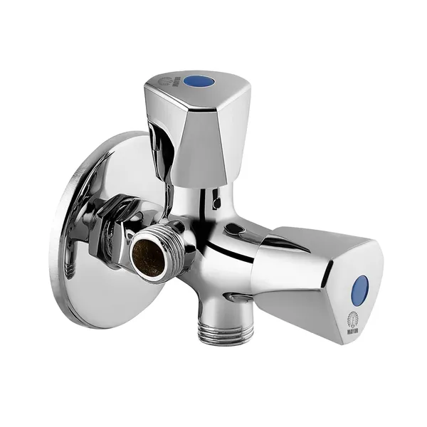Silver_Brass_2_Way_Angle_Valve_Cock_With_Wall_Flange_For_Bathroom/Kitchen_(Tri)_10_Years_Warranty