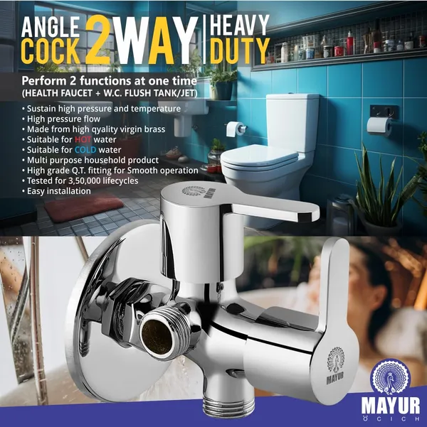 Silver_Brass_2_Way_Angle_Valve_Cock_With_Wall_Flange_For_Bathroom/Kitchen_(Fusion)_10_Years_Warranty