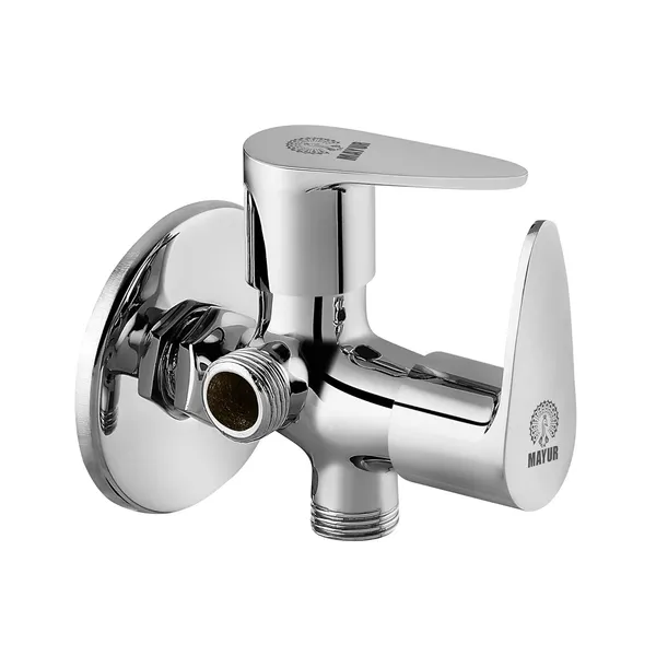 Silver_Brass_2_Way_Angle_Valve_Cock_With_Wall_Flange_For_Bathroom/Kitchen_(Trendy)_10_Years_Warranty