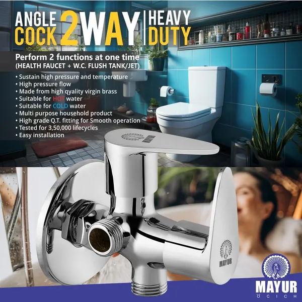 Silver_Brass_2_Way_Angle_Valve_Cock_With_Wall_Flange_For_Bathroom/Kitchen_(Trendy)_10_Years_Warranty