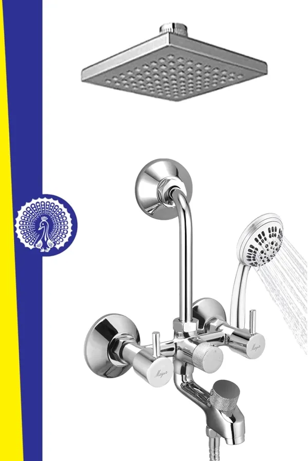 MAYUR_ÖCICH_Brass_3-In-1_Wall_Mixer_With_6_Inch_Overhead_And_Hand_Shower_Set_(Chrome)_[Flare-7710-Rain-Gflow]