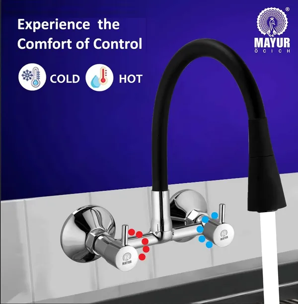 MAYUR_ÖCICH_Brass_Kitchen_Sink_Mixer_Tap_With_Flexible_Dual_Flow_Spout_|_Hot_&_Cold_Wall_Mounted_Faucet_With_360_Swivel_&_Twist_Function_|_Chrome_Finish,_Dual_Handle,_10-Year_Warranty