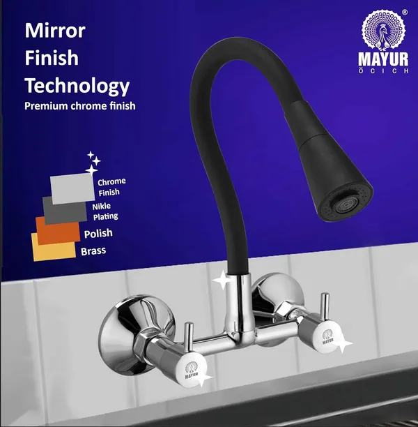 MAYUR_ÖCICH_Brass_Kitchen_Sink_Mixer_Tap_With_Flexible_Dual_Flow_Spout_|_Hot_&_Cold_Wall_Mounted_Faucet_With_360_Swivel_&_Twist_Function_|_Chrome_Finish,_Dual_Handle,_10-Year_Warranty