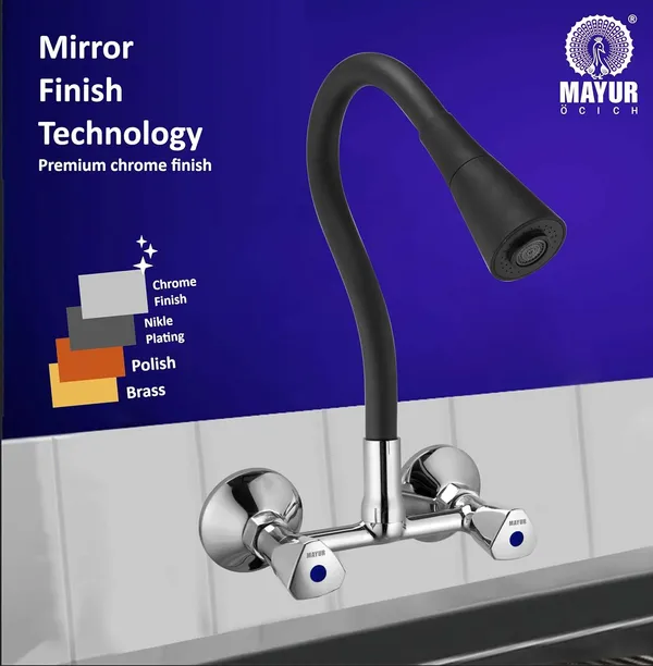MAYUR_ÖCICH_Brass_Kitchen_Sink_Mixer_Tap_With_Flexible_Dual_Flow_Spout_|_Hot_&_Cold_Wall_Mounted_Faucet_With_360_Swivel_&_Twist_Function_|_Chrome_Finish,_Dual_Handle,_10-Year_Warranty