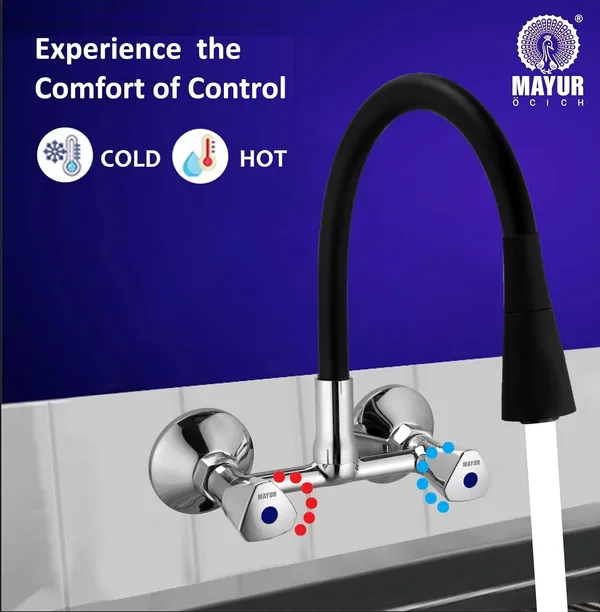 MAYUR_ÖCICH_Brass_Kitchen_Sink_Mixer_Tap_With_Flexible_Dual_Flow_Spout_|_Hot_&_Cold_Wall_Mounted_Faucet_With_360_Swivel_&_Twist_Function_|_Chrome_Finish,_Dual_Handle,_10-Year_Warranty