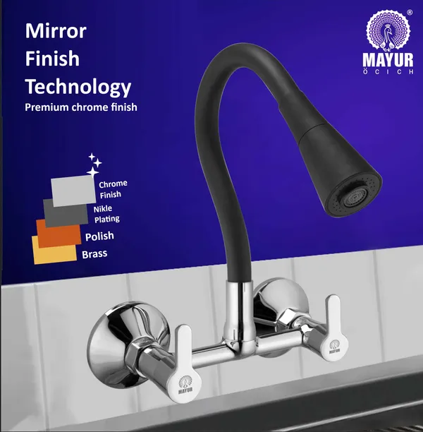 MAYUR_ÖCICH_Brass_Kitchen_Sink_Mixer_Tap_With_Flexible_Dual_Flow_Spout_|_Hot_&_Cold_Wall_Mounted_Faucet_With_360_Swivel_&_Twist_Function_|_Chrome_Finish,_Dual_Handle,_10-Year_Warranty