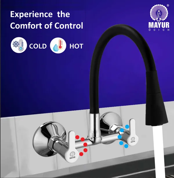 MAYUR_ÖCICH_Brass_Kitchen_Sink_Mixer_Tap_With_Flexible_Dual_Flow_Spout_|_Hot_&_Cold_Wall_Mounted_Faucet_With_360_Swivel_&_Twist_Function_|_Chrome_Finish,_Dual_Handle,_10-Year_Warranty