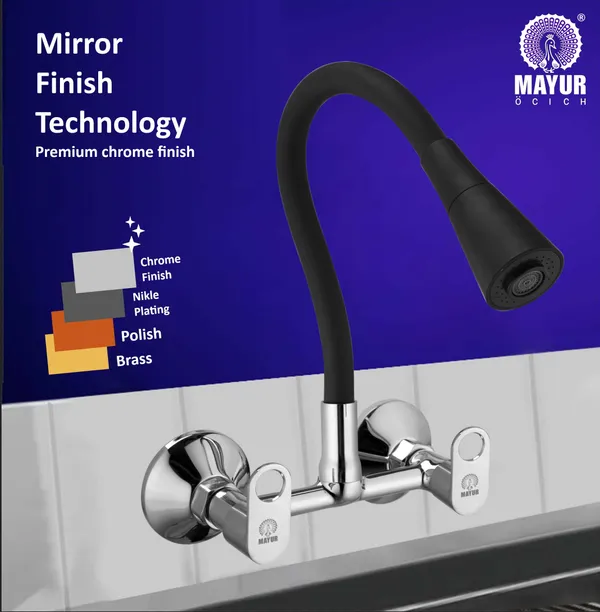 MAYUR_ÖCICH_Brass_Kitchen_Sink_Mixer_Tap_With_Flexible_Dual_Flow_Spout_|_Hot_&_Cold_Wall_Mounted_Faucet_With_360_Swivel_&_Twist_Function_|_Chrome_Finish,_Dual_Handle,_10-Year_Warranty