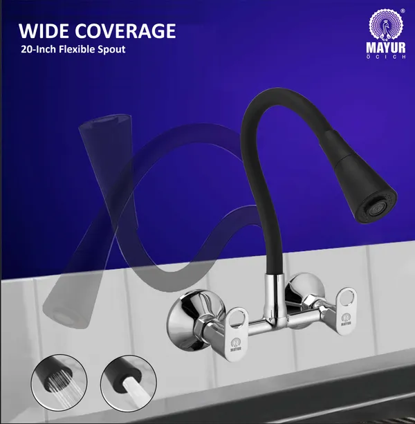 MAYUR_ÖCICH_Brass_Kitchen_Sink_Mixer_Tap_With_Flexible_Dual_Flow_Spout_|_Hot_&_Cold_Wall_Mounted_Faucet_With_360_Swivel_&_Twist_Function_|_Chrome_Finish,_Dual_Handle,_10-Year_Warranty