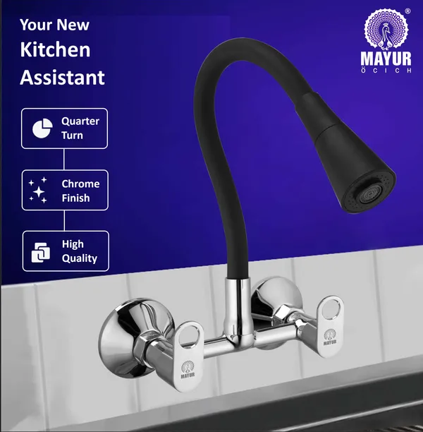 MAYUR_ÖCICH_Brass_Kitchen_Sink_Mixer_Tap_With_Flexible_Dual_Flow_Spout_|_Hot_&_Cold_Wall_Mounted_Faucet_With_360_Swivel_&_Twist_Function_|_Chrome_Finish,_Dual_Handle,_10-Year_Warranty