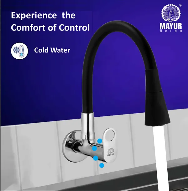 MAYUR_ÖCICH_Brass_Kitchen_Sink_Tap_Faucet_With_Flexible_Dual_Flow_Silicone_Spout_|_360_Swivel_|_Chrome_&_Matte_Black_Finish_|_Cold_Water_Wall_Mounted_Faucet_With_Flange_|_10-Year_Warranty_(ORNIX)