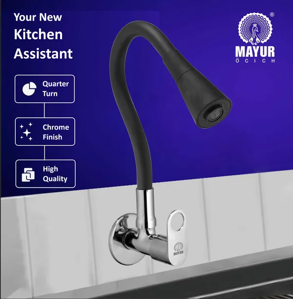 MAYUR_ÖCICH_Brass_Kitchen_Sink_Tap_Faucet_With_Flexible_Dual_Flow_Silicone_Spout_|_360_Swivel_|_Chrome_&_Matte_Black_Finish_|_Cold_Water_Wall_Mounted_Faucet_With_Flange_|_10-Year_Warranty_(ORNIX)