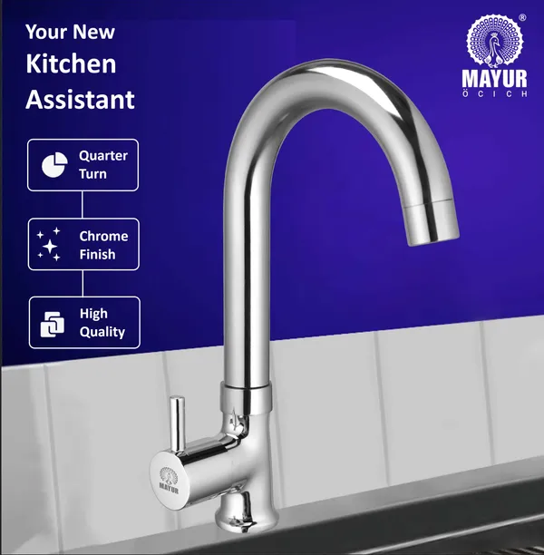 MAYUR_ÖCICH_Brass_Swan_Neck_Kitchen_Sink_Tap_With_360_Swivel_Spout_|_Chrome_Finish_|_Cold_Water_Faucet_|_10-Year_Warranty