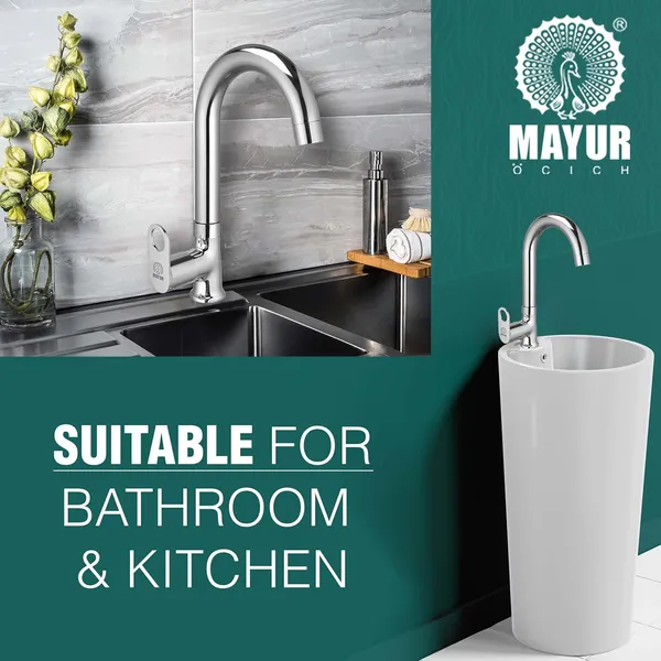 MAYUR_ÖCICH_Brass_Swan_Neck_Kitchen_Sink_Tap_With_360_Swivel_Spout_|_Chrome_Finish_|_Cold_Water_Faucet_|_10-Year_Warranty