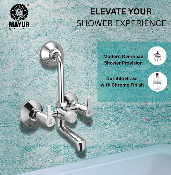 MAYUR_ÖCICH_Brass_Wall_Mixer_Tap_For_Bathroom_With_Overhead_Shower_Arrangement_|_Chrome_Finish,_Hot_&_Cold_Water_Mixer,_10-Year_Warranty
