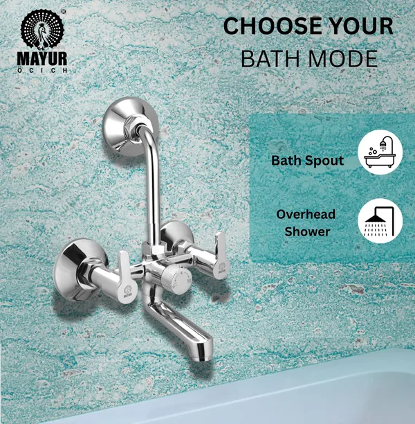 MAYUR_ÖCICH_Brass_Wall_Mixer_Tap_For_Bathroom_With_Overhead_Shower_Arrangement_|_Chrome_Finish,_Hot_&_Cold_Water_Mixer,_10-Year_Warranty