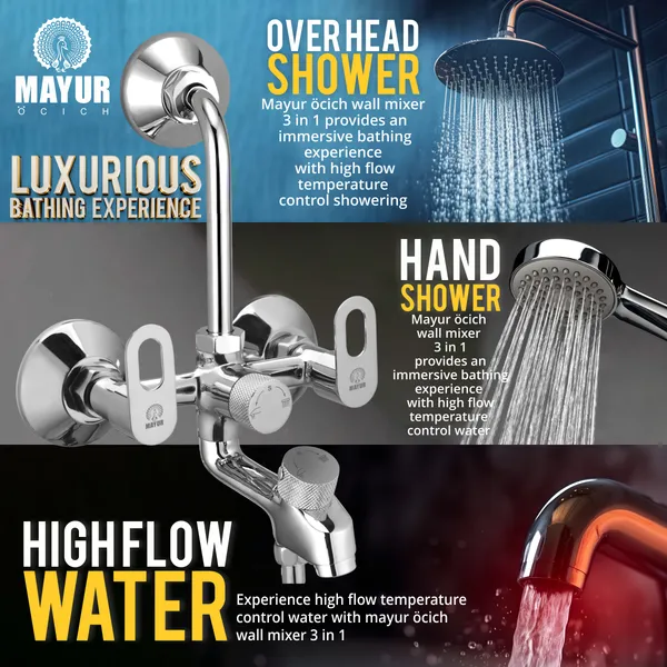 MAYUR_ÖCICH_Brass_3-In-1_Wall_Mixer_Tap_For_Bathroom_With_Overhead_&_Hand_Shower_Arrangement_|_Chrome_Finish_|_Hot_&_Cold_Water_Mixer_|_10-Year_Warranty