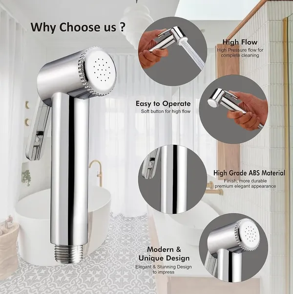 MAYUR_ÖCICH_304_Grade_Heavy_Stainless_Steel_1.25_meter_Flexible_Hose_Pipe_Health_Faucet,_Jet_Spray_for_Toilet_-_Health_Faucet_for_Toilet_-_Hand_Faucets_-_Premium_Chrome_Finish(HF-561-LONG)