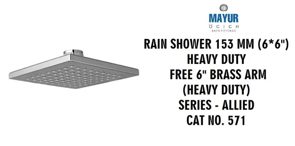 MAYUR_ÖCICH_ABS_6-INCH_Rain_Flow_Overhead_Shower_With_6"_Arm_and_Wall_Flange_|_Chrome_Finished_Shower_Head_for_Bathroom(RAIN6CATNO571)