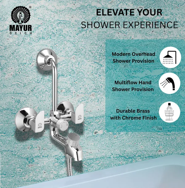 MAYUR_ÖCICH_Brass_3-In-1_Wall_Mixer_Tap_For_Bathroom_With_Overhead_&_Hand_Shower_Arrangement_|_Chrome_Finish_|_Hot_&_Cold_Water_Mixer_|_10-Year_Warranty