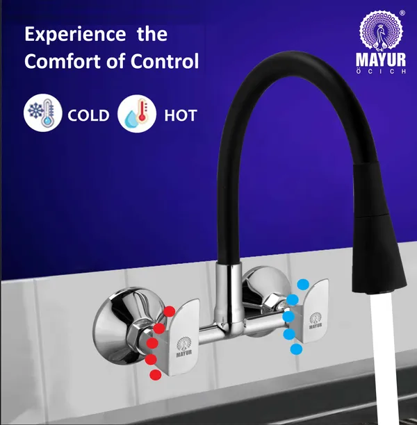 MAYUR_ÖCICH_Brass_Kitchen_Sink_Mixer_Tap_With_Flexible_Dual_Flow_Spout_|_Hot_&_Cold_Wall_Mounted_Faucet_With_360_Swivel_&_Twist_Function_|_Chrome_Finish,_Dual_Handle,_10-Year_Warranty