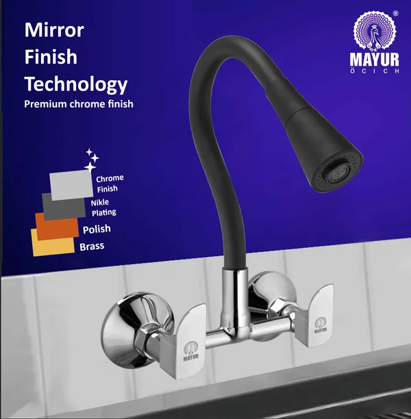 MAYUR_ÖCICH_Brass_Kitchen_Sink_Mixer_Tap_With_Flexible_Dual_Flow_Spout_|_Hot_&_Cold_Wall_Mounted_Faucet_With_360_Swivel_&_Twist_Function_|_Chrome_Finish,_Dual_Handle,_10-Year_Warranty