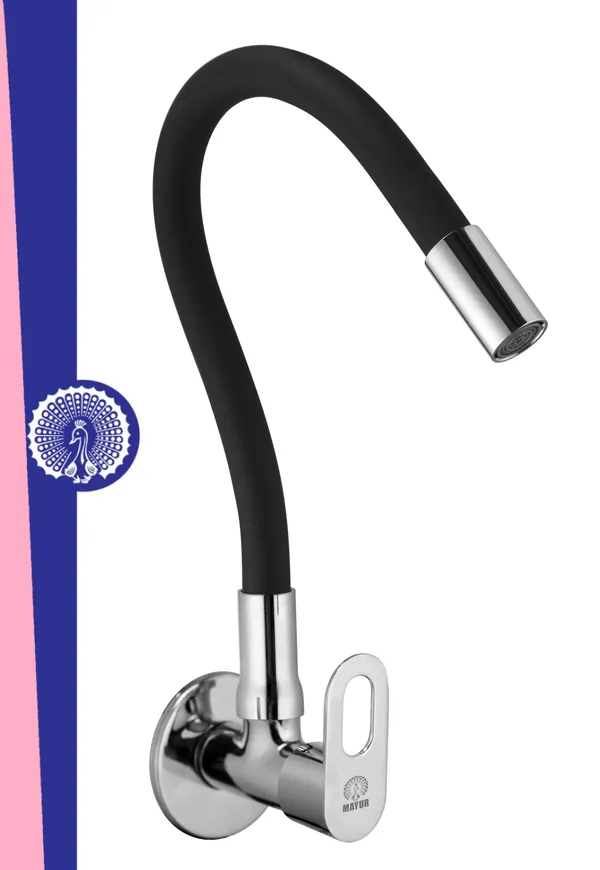MAYUR_ÖCICH_Brass_Kitchen_Tap_For_Sink_|_Flexible_Swivel_Spout_|_Chrome_&_Matte_Black_|_Cold_Water_Sink_Cock_|_Premium_Brass_+_Silicone_|_10_Years_Warranty_(MILANO-4501-Sf)