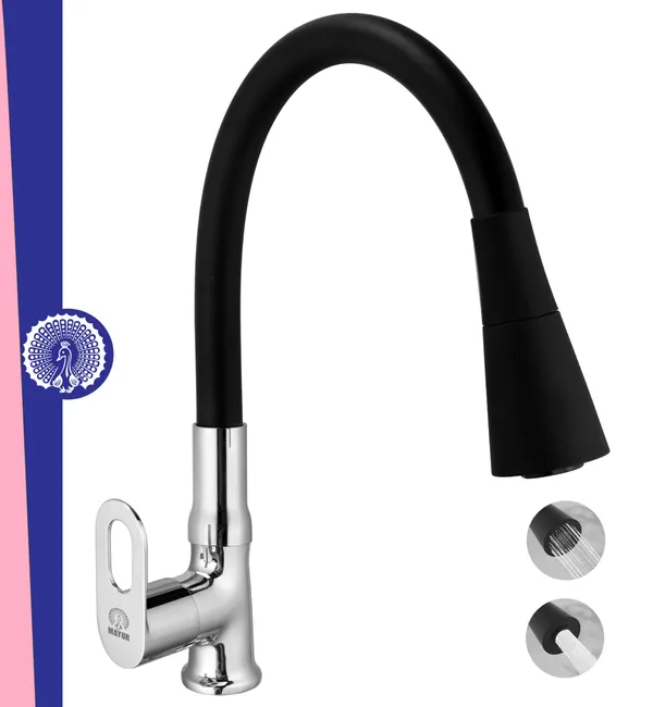 MAYUR_ÖCICH_Brass_Swan_Neck_Kitchen_Sink_Tap_With_Flexible_Dual_Flow_Spout_|_360_Swivel_|_Cold_Water_Faucet_With_Silicone_Spout_|_Chrome_Finish_|_Premium_Brass_Build_|_10-Year_Warranty_(MILANO)